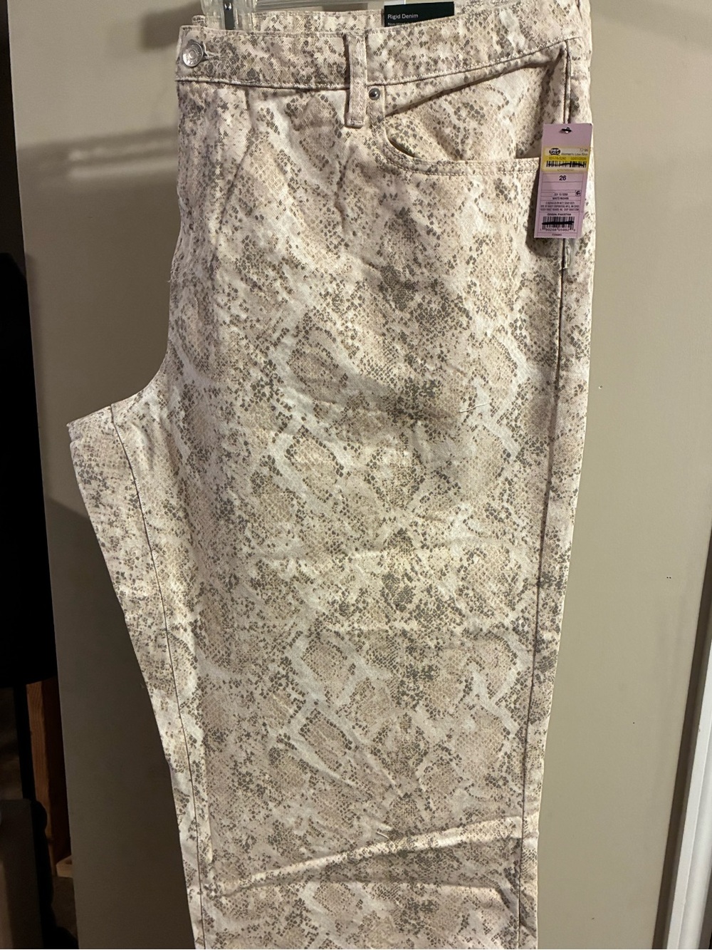 Snake Print Straight-Leg Jeans in Beige Taupe by Wild Fable  Size 26